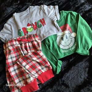 Holiday Time Grinch Pajama Set - Gray, Green, and Red